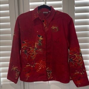 Chico's Vibrant Red and Orange Shirt